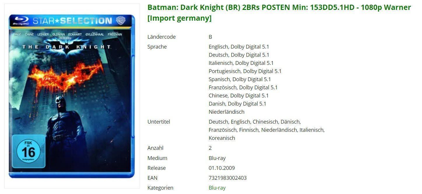Tutti i DVDs: The Dark Knight - Blueray – Usato da Buchrain venduto da Sssschaller