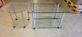 2er Set Glastische mit Rollen Neuwertig