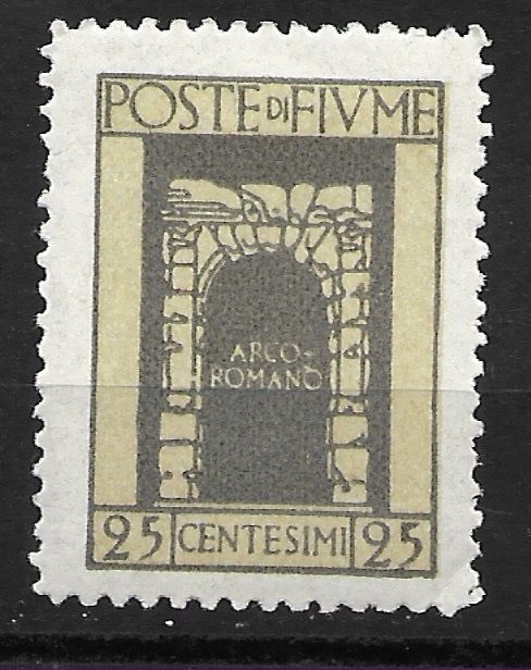 Tutti i francobolli: Fiume 1923: Römischer Torbogen (mit Falzrest) – Usato da Zürich venduto da Rainstamps