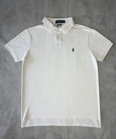 Polo Ralph Lauren blanc logo brodé bleu - L Custom Fit #23
