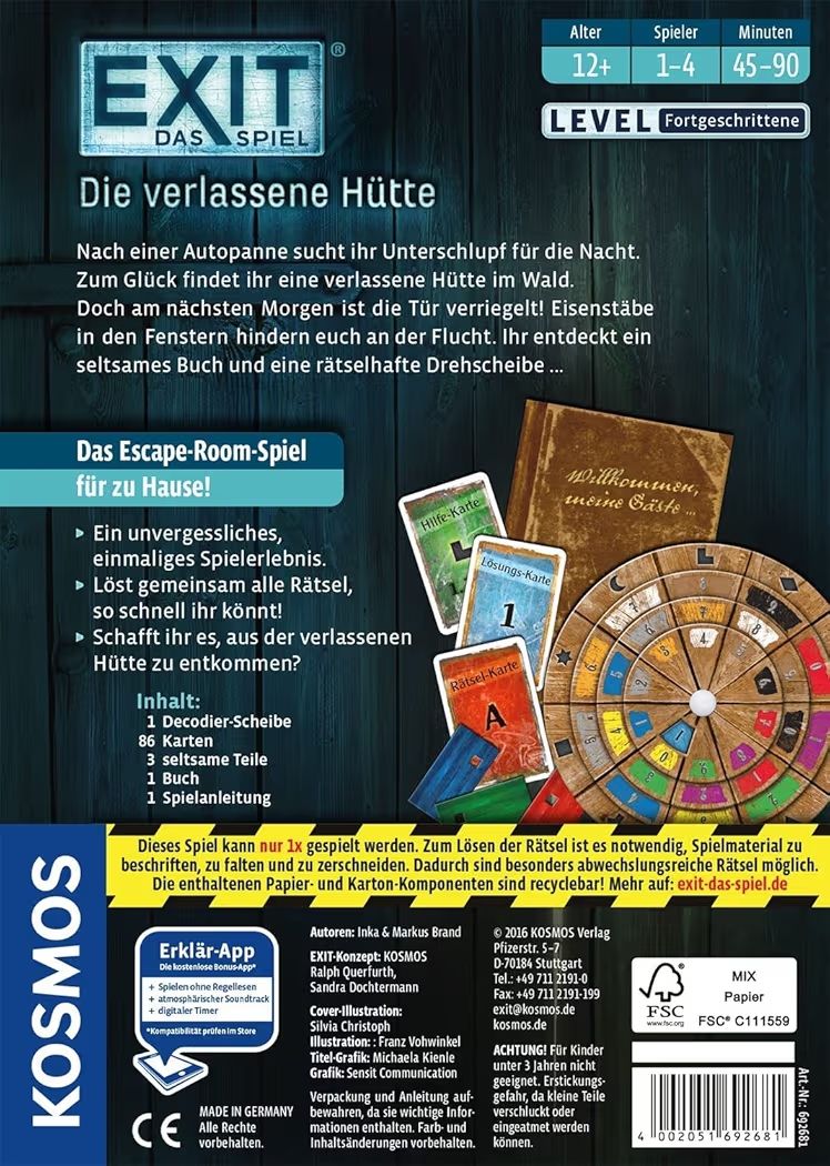 Kosmos Giochi: EXIT Die verlassene Hütte Brettspiel – Nuovo (secondo la descrizione) da Rafz venduto da nat_rg6y 1