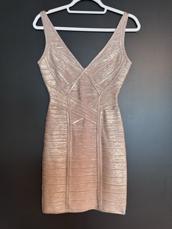 Herve Leger dress metallic gold XS
