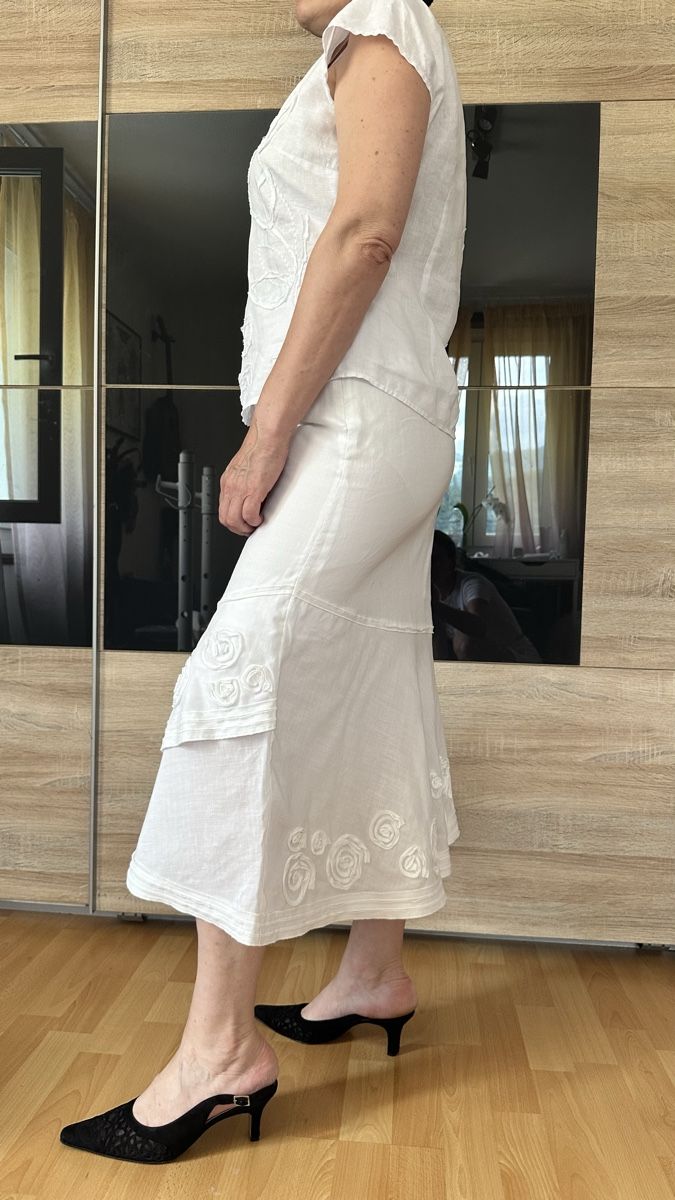 Completi & Tailleur: Ensemble jupe et chemisier blanc taille 38 lin  – Nuovo (secondo la descrizione) da Vuippens venduto da ale_6gkb 1