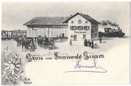 Sumiswald - Grünen Bahnhof mit Dampfzug