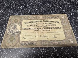 5 Franken Noten Schweiz 1949 guter Zustand