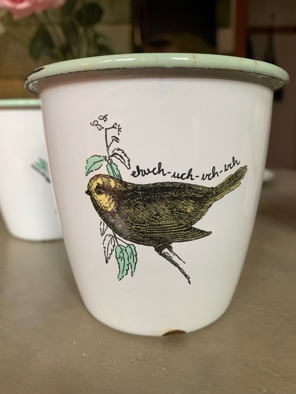 Vasi per fiori: Shabby chic Emaille Töpfe Vögel – Usato da Ossingen venduto da jana_cr5x 3