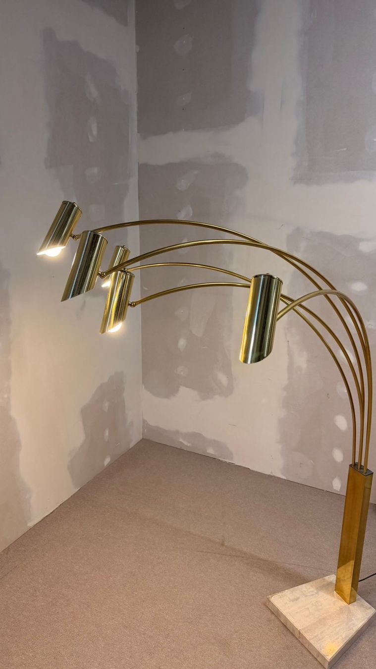 Lampade: Italienische Bogenlampe mit 5 Armen Travertin Messing – Usato da Rickenbach ZH venduto da Der-Insider 3