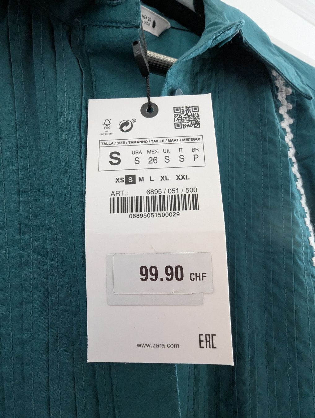 Zara Vestiti: Besticktes Kleid Petrol Farben.Gr. S. – Nuovo e nell'imballaggio originale da Winterthur venduto da losa_p966 6
