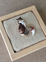 Fuchs Brosche mit Emaille und Strass
