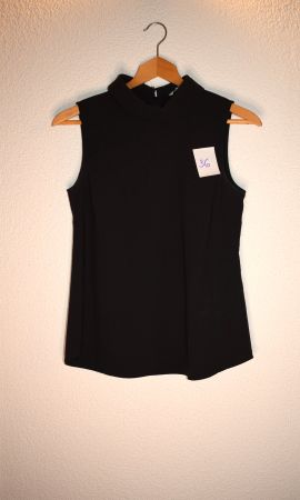 Schwarzes Top / Bluse mit Stehkragen, Grösse 36