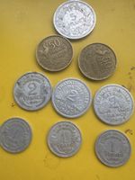Lot de 9 Pieces France 1, 2, 5, 50 Francs divers 