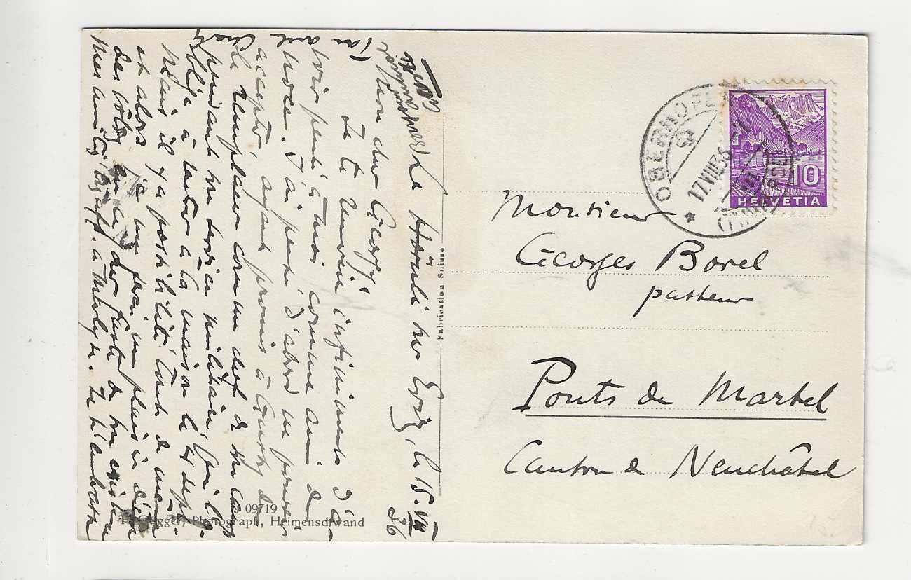 Cartoline postali: Eriz, Hörnlialp, 1936 – Usato da Spiez venduto da Niesen20 1