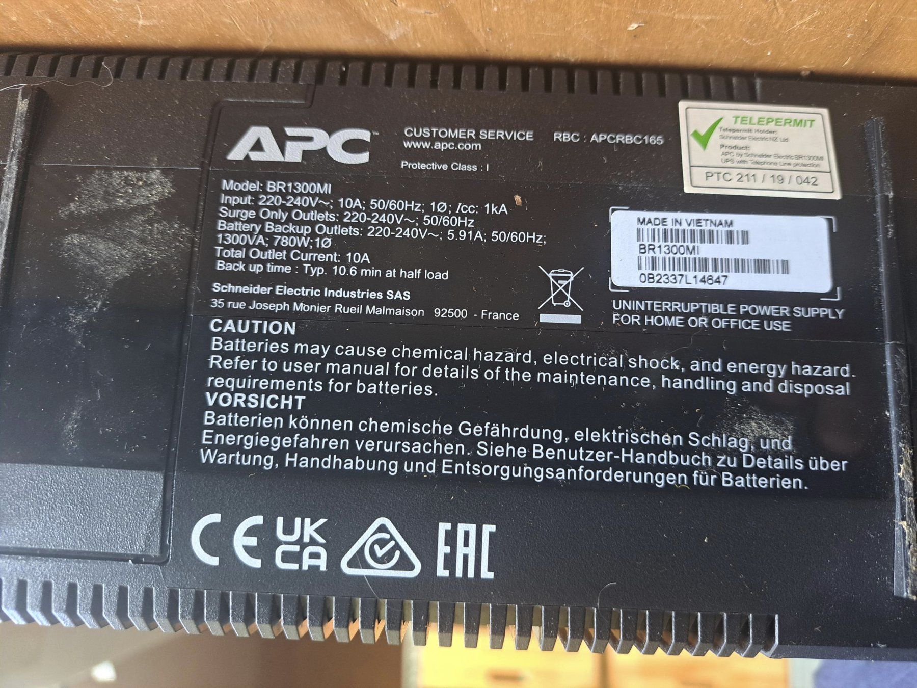 Apc Caricatori & Batterie: APC USV BR1300MI 1300VA; 780W – Usato da Attiswil venduto da ewy_g8th 2