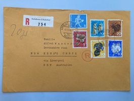 Brief nach Australien mit Pro Juventute Marken 1965