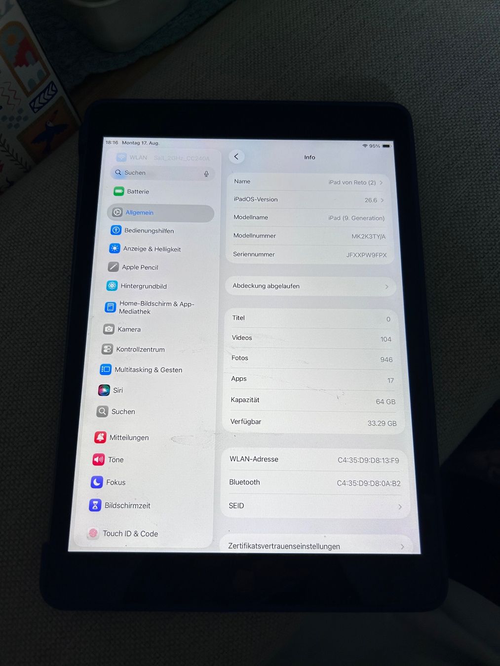 Apple Tablet PC: iPad 9. Generation WiFi  / 64GB / Model A2602 / Febr.23 – Gebraucht aus Ibach von Expert_Group