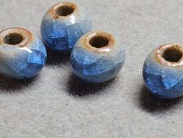 100x Keramik Zwische Eisris Oliven Kugel Kette Basteln Perle