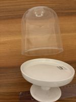 Kuppelglocke Glas mit Keramikfuss weiss Casa Grande neu