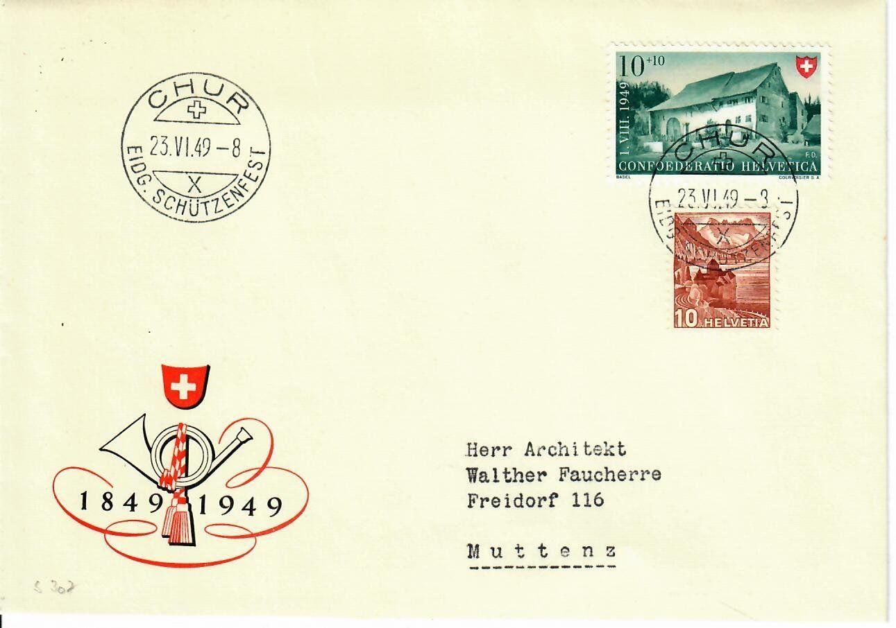 Tutti i francobolli: Brief, Chur Eidg. Schützenfest 1949 – Usato da Hochdorf venduto da Ziegel-16