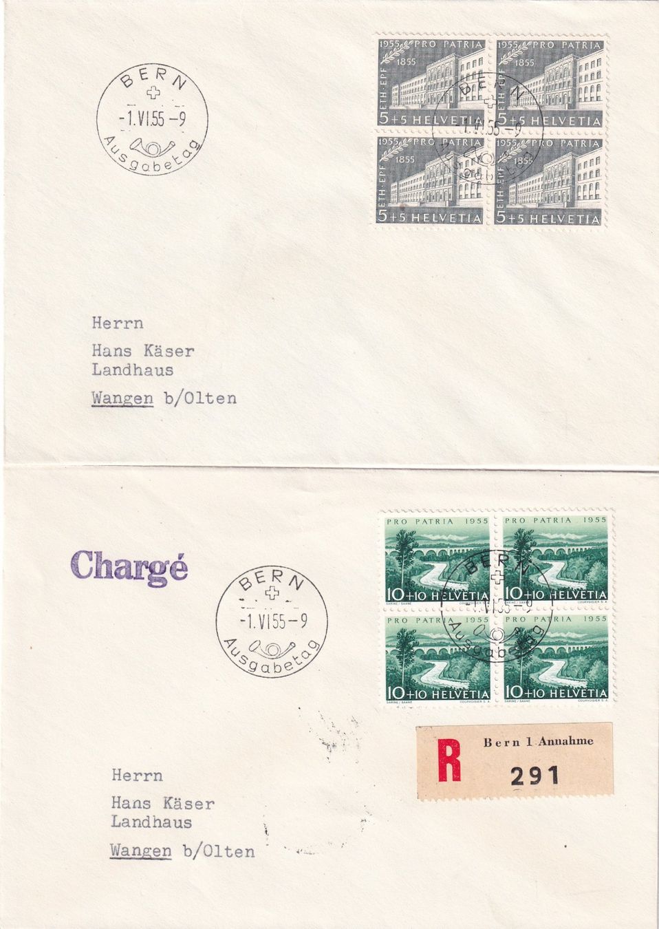 Tutti i francobolli: Pro Patria 1955, FDC – Usato da Birsfelden venduto da chr_yq2g