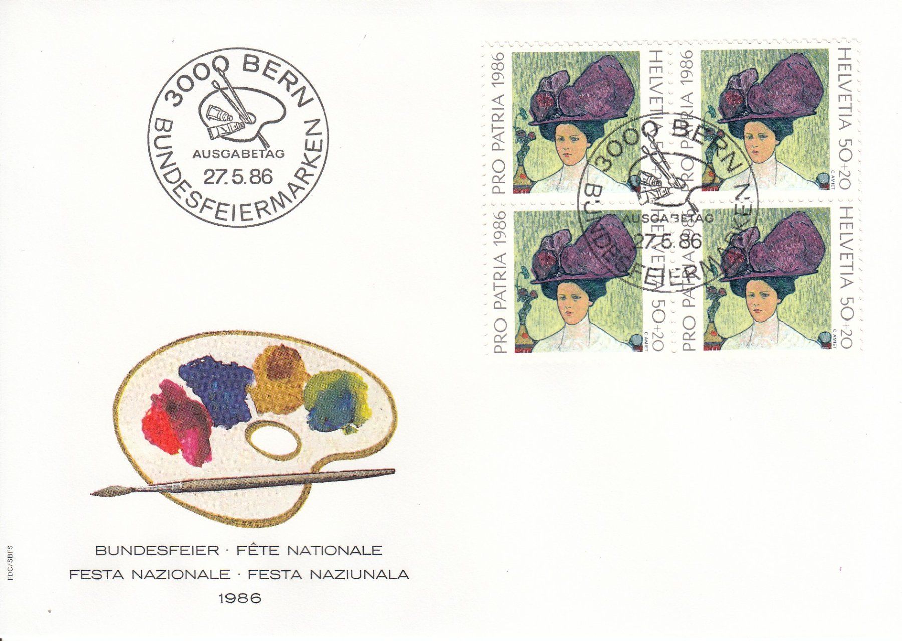 Tutti i francobolli: 1986 4 FDC Viererblock Pro Patria – Usato da Spreitenbach venduto da Mustang_1105 1