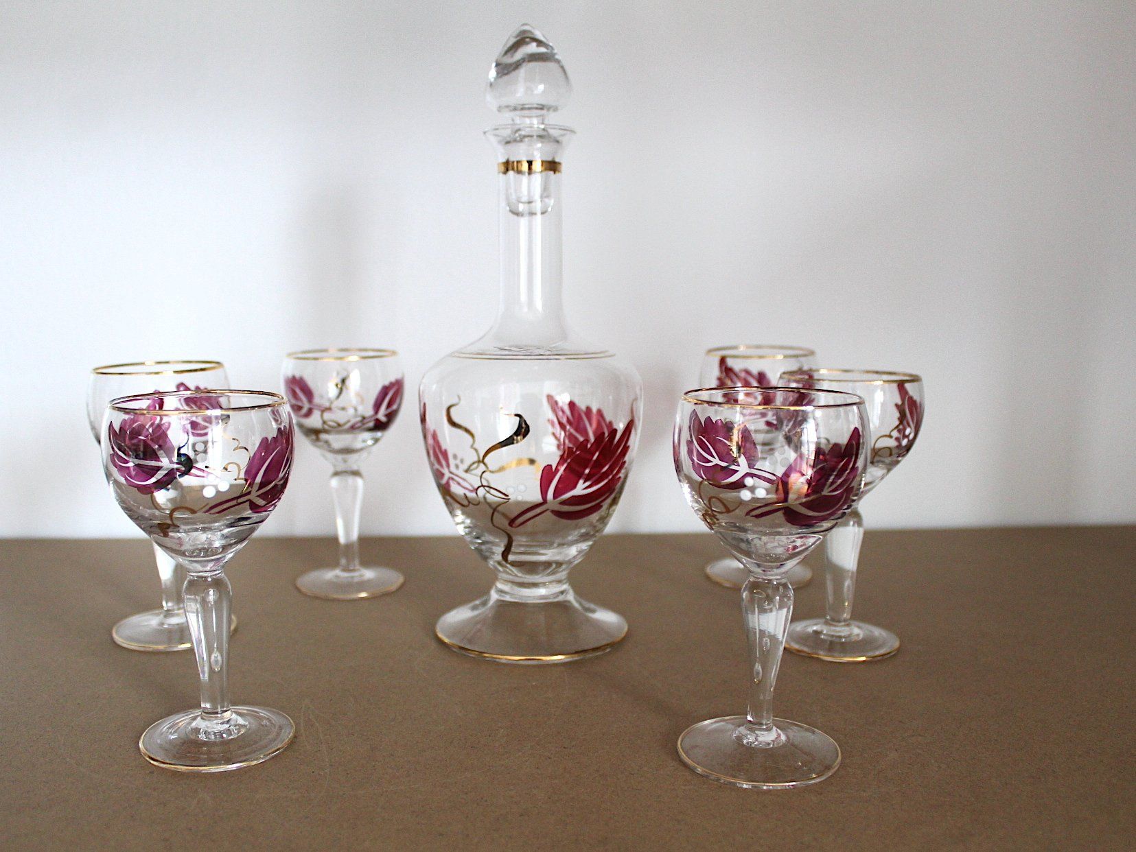 Caraffe: Elegantes, Handbemaltes Likör-Set, – Usato da Locarno venduto da fripui 4