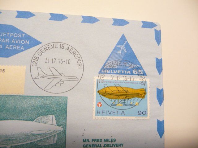 Tutti i francobolli: 1975  Zeppelin -Luftpost Aerogramm  /  Genève-Lakehurst – Nuovo e nell'imballaggio originale da Kloten venduto da zimboida 2