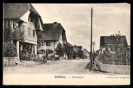 AK Kölliken, Unterdorf, Straßenpartie mit Passanten