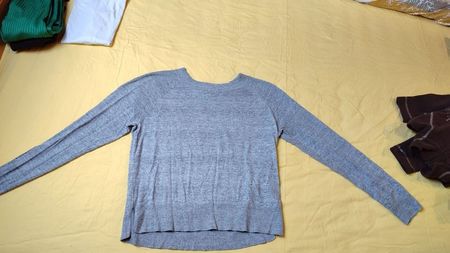 Longsleeve, Top, Pulli, grau-weiss-schwarz, Gr.S, Set: 8 Stk