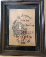 Stickerei Textil Sinnspruch gerahmt verglast antik rar