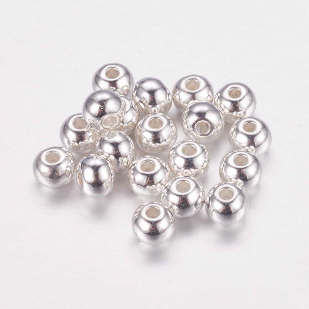 Perle (finte): 20 Metallperlen 5mm versilbert – Nuovo (secondo la descrizione) da Alpnachstad venduto da perlengaby 1