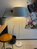 Modern white floor lamp, warm cozy light