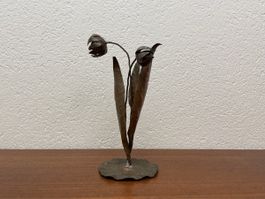 Antike Pflanze aus Kupfer vintage Blumen Skulptur Handarbeit