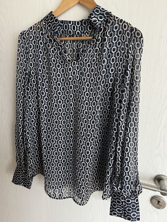 H&M Bluse, Grösse 38, Blau-Weiss gemustert, Top Zustand