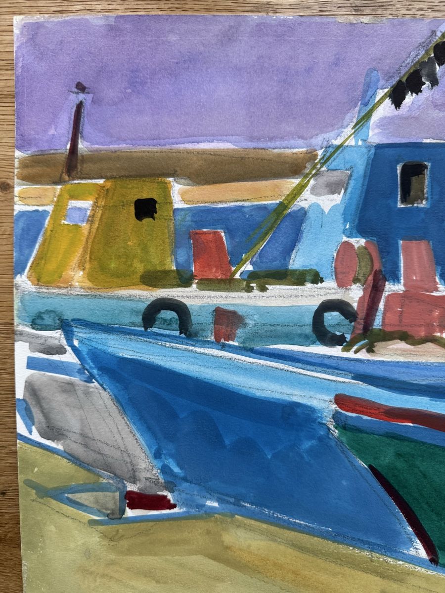Gemälde: Emil Hungerbühler Aquarell Gemälde signiert Boote – Gebraucht aus Chur von CJ340 1