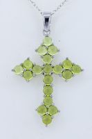 Exlusiver 5,90 Carat Peridot Kreuz Anhänger 925 Silber