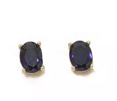Ohrstecker mit Saphir 585 Gold 14 Karat 6,5 x 5 mm