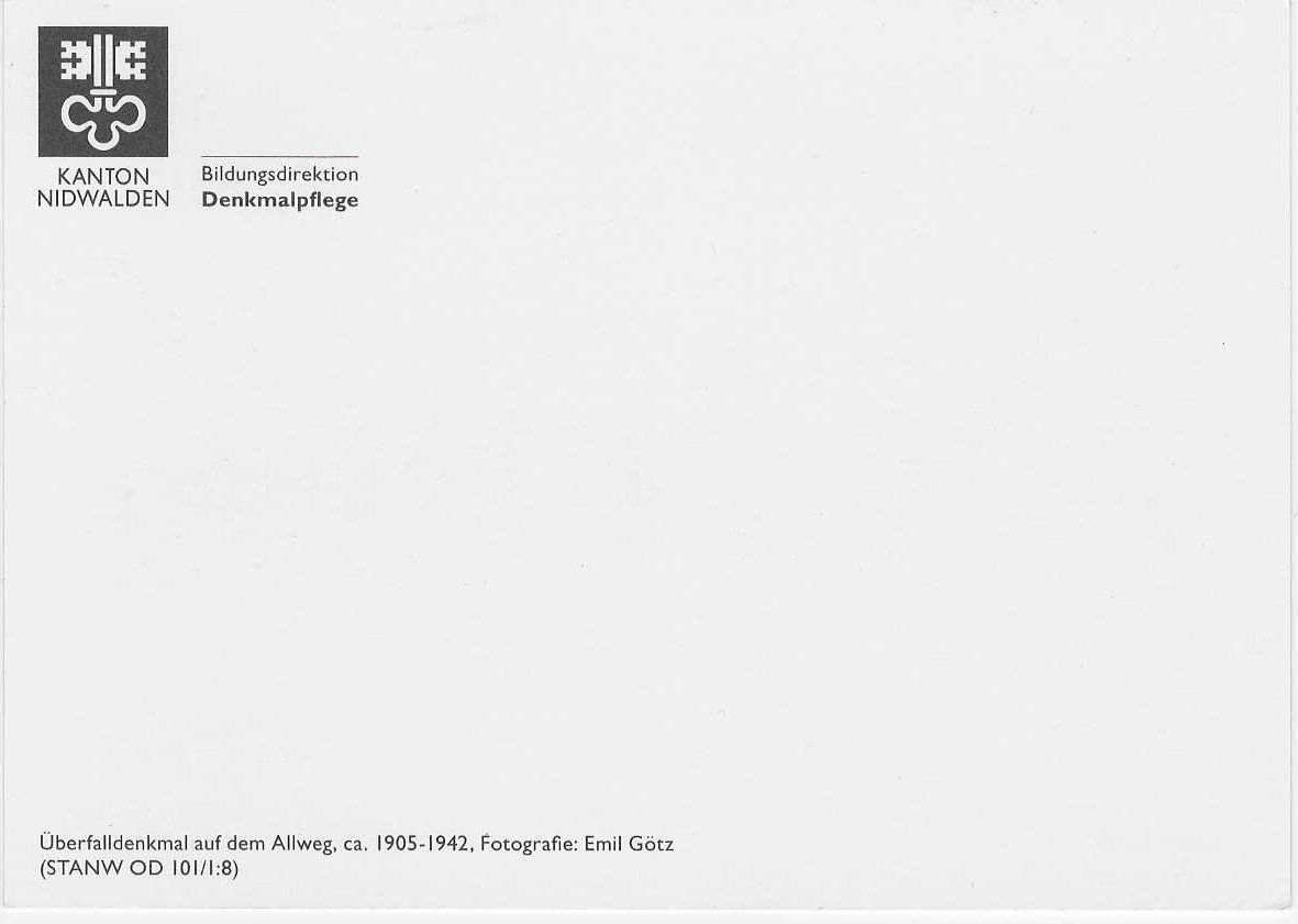 Cartoline postali: Ansichtskarte: Überfalldenkmal, Nidwalden – Usato da Luzern venduto da gil_9jtr 1