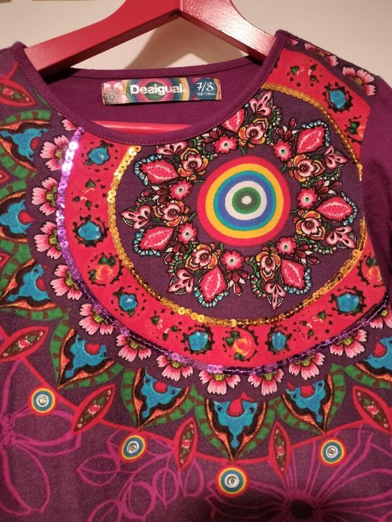 Robe Desigual Fille 7-8 Ans - Motifs Géométriques Noir, Occasion En Excellent état