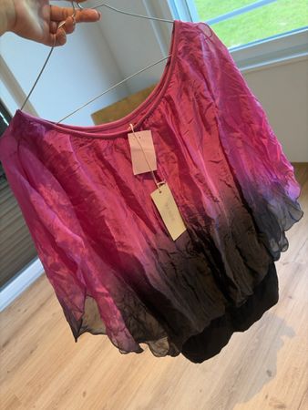 Schönes Seidenblusenshirt Gr. S Pink/Schwarz Sommer ☀️