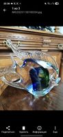  Murano Glasfisch Skulptur Blau Grün Vintage Elegant