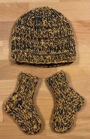 Babysocken & Mütze 💙🧡 - handgestrickt- ab Geburt - NEU