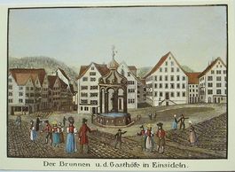 EINSIEDELN Hauptplatz - Der Brunnen u.d. Gasthöfe