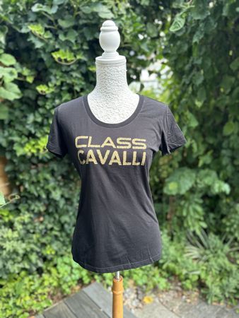 CLASS CAVALLI T-SHIRT / TOP Schwarz / Gold