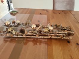 Adventsgesteck mit 4 Kerzengläser