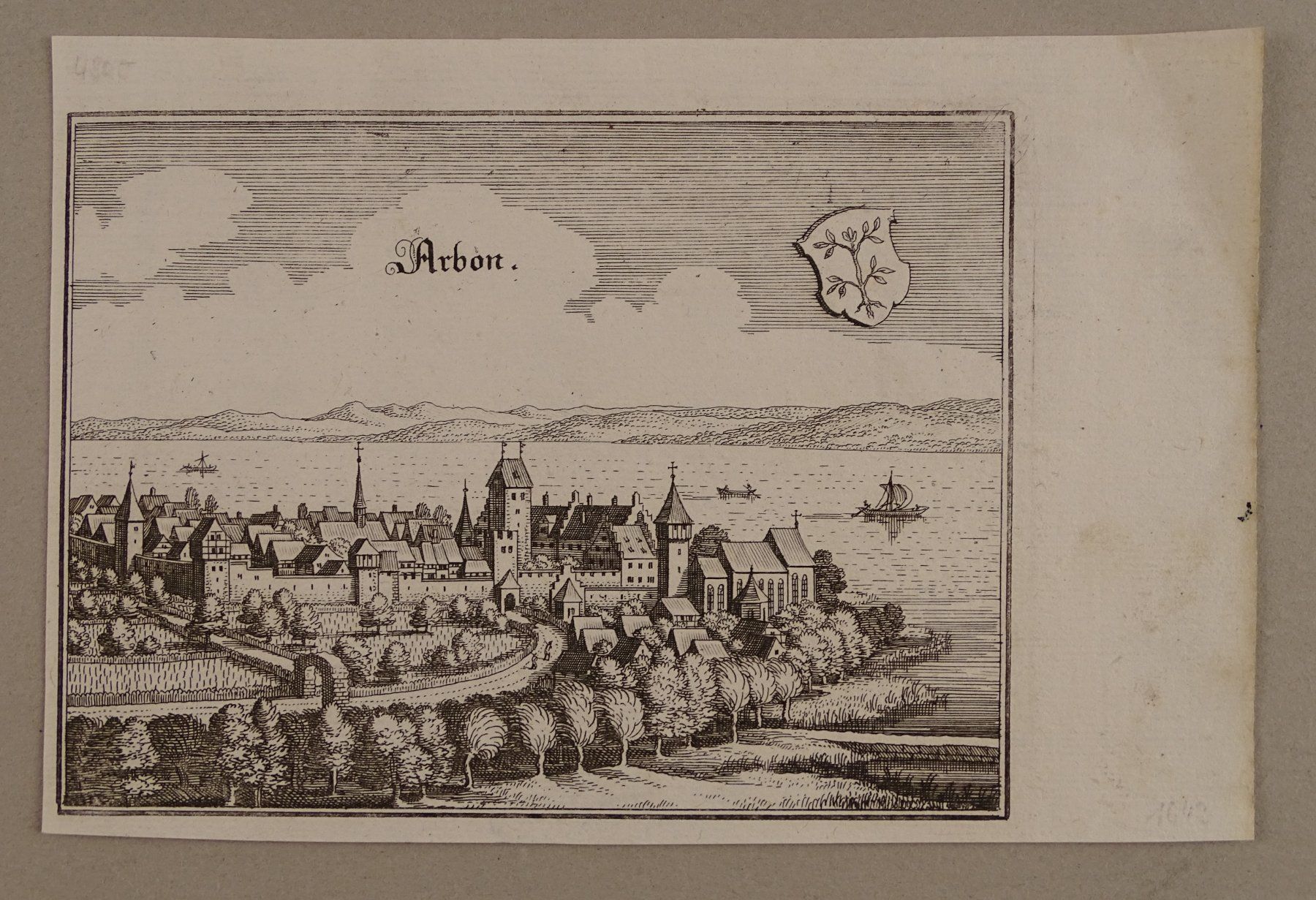 Incisioni: ARBON, KUPFERSTICH, MERIAN 1654 – Usato da Grüningen venduto da Kartensammler 1