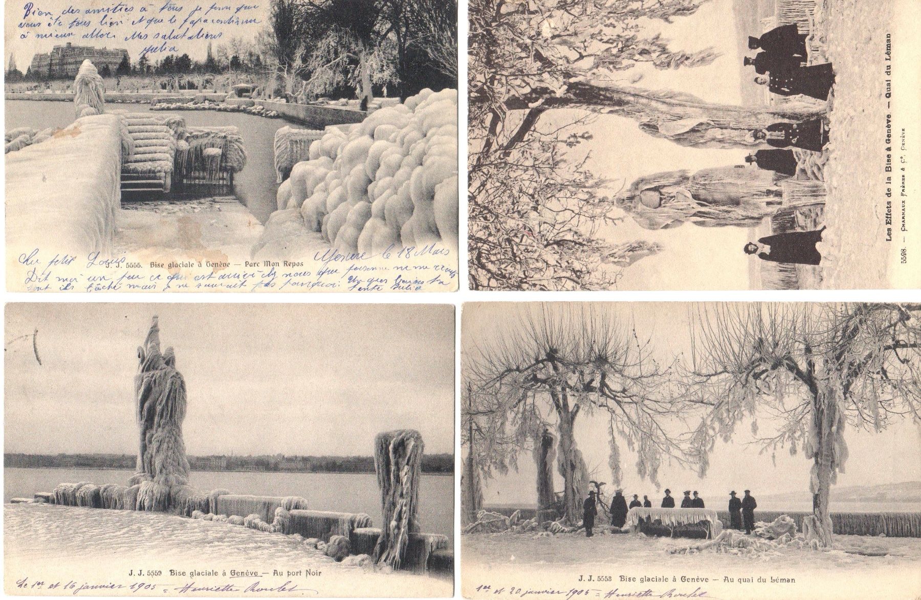 Cartoline postali: Genève - 1905 - 4 cartes - Bise glaciale – Usato da Chavornay venduto da 4dphila