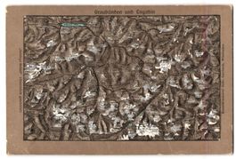 Relief-AK Chur, Landkarte von Graubünde