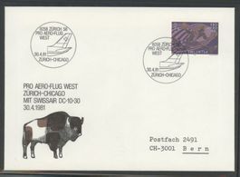 1981, FDC, Pro Aero, Flug Zürich–Chicago mit Swissair
