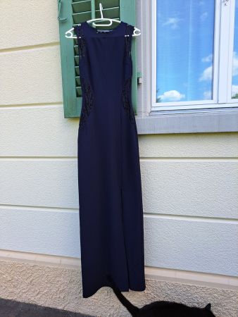 Nachblaues langes Kleid Gr. 38