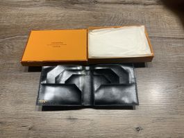 Hermes Portemonnaie schwarz Leder mit Box 